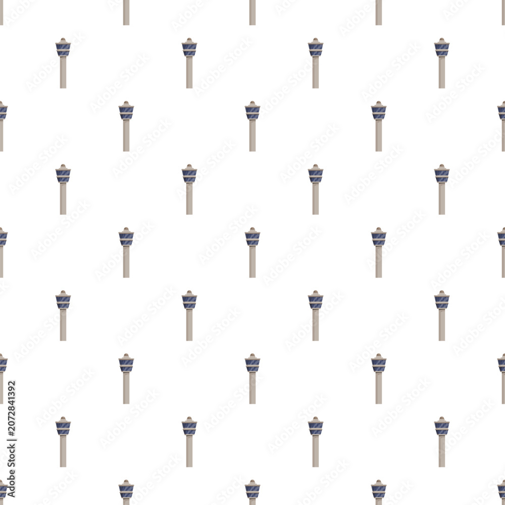 Fototapeta premium Air traffic control towers creating a seamless pattern on white background