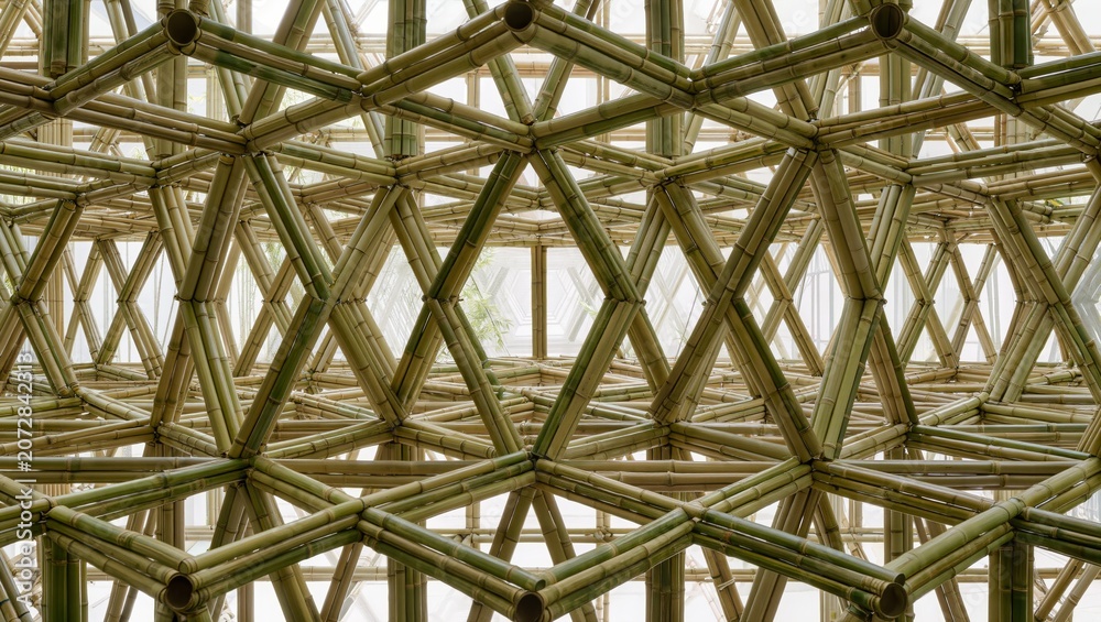 Fototapeta premium Sustainable Geometric Bamboo Structure Background Set