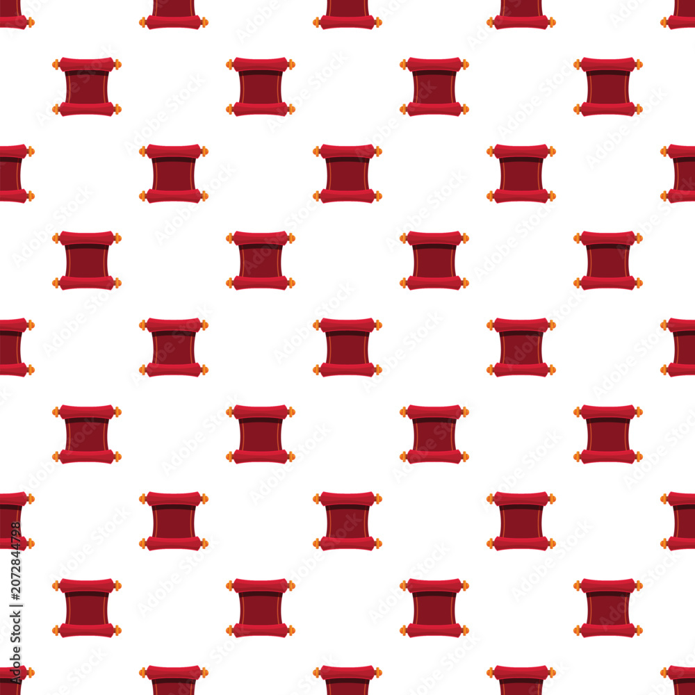 Naklejka premium Repeating red scrolls with golden details creating a seamless ancient document pattern