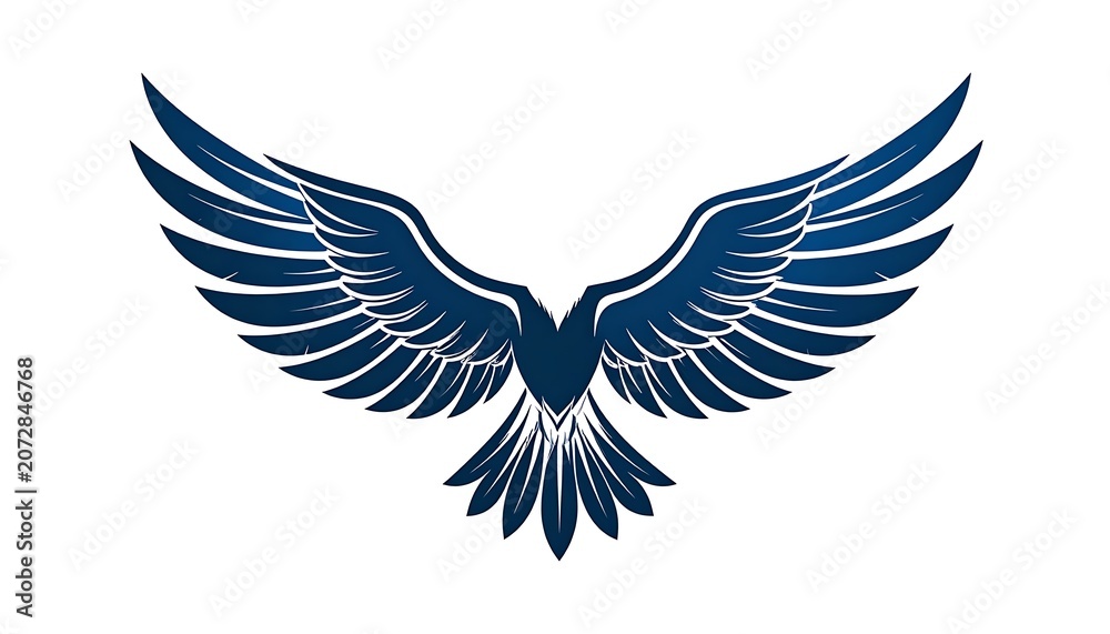 Fototapeta premium Spread Wings Blue Bird Icon Graphic.