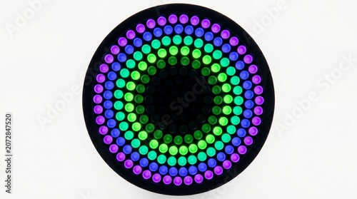 colorful led light circle rainbow color bright round shiny multicolor decorative orb glowing pattern vibrant design illuminated concentric rings eye catching lighting effect