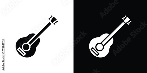 Canvas Print Guitar icon silhouette pack. Flat symbols