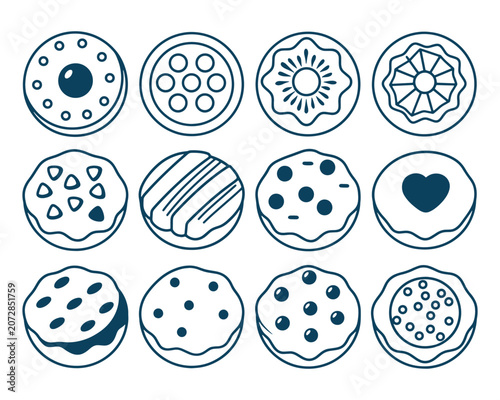 Cookie and Donut Icons Collection Vector Set