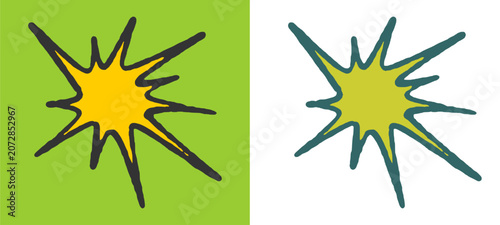 Fotografie Star sparkling thick outline jagged burst template