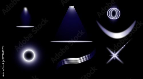 Abstract Glowing Light Effects on Black Background