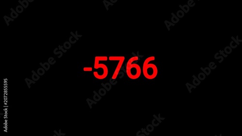 Red negative numeric, Critical warning animation, Digital alert display