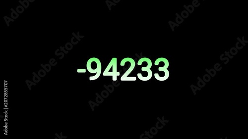 Digital countdown timer, Green negative numbers, Minimal motion background