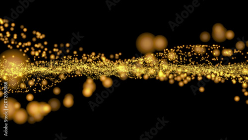 Luxury gold particle wave with sparkling glowing dots floating in dark space. Premium abstract background ideal for finance, wealth, celebration, luxury branding, and business presentations.
