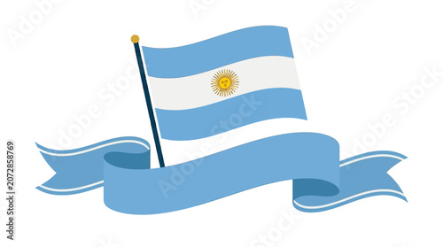 Schilderij op canvas Argentina Independents day Argentine flag, Argentina flag icon, blue and white f