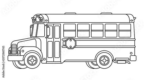 School Bus Outline Vector Illustration - Transportation for Students