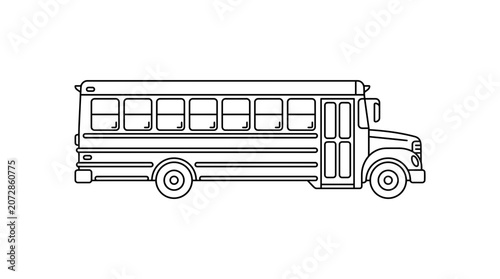 School Bus Outline Icon Vector Illustration - Simple Line Art Transportation