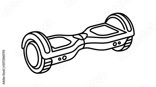 Self-Balancing Electric Scooter, Hoverboard Line Art Icon