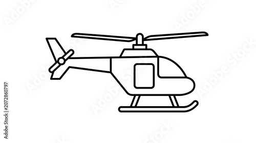 Simple Helicopter Icon Outline - Vector Illustration