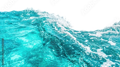 Turquoise water wave surface is crashing with white foam in ocean