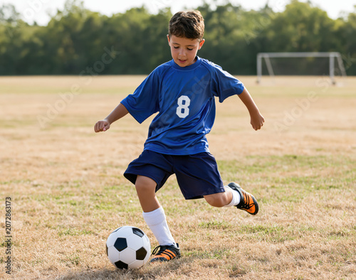 a young soccer player in action.