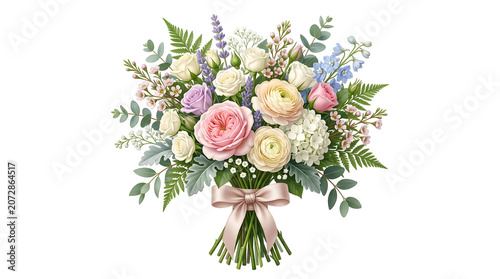 beautiful bouquet, floral arrangement, flowers, wedding bouquet, colorful blooms isolated PNG with Transparent Background