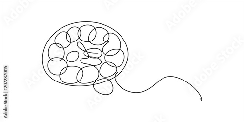 Bild auf Leinwand Abstract continuous line drawing of a sperm cell with many circles inside