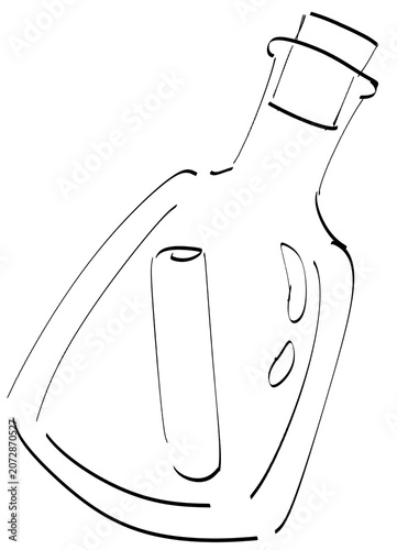 Simple message in a glass bottle outline drawing