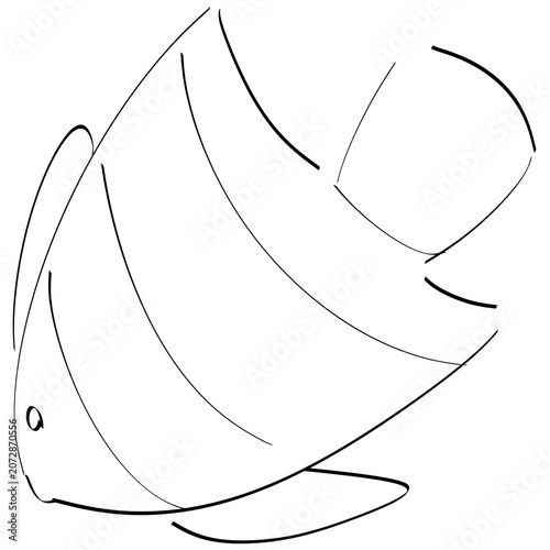 Cute tropical striped fish outline drawing coloring