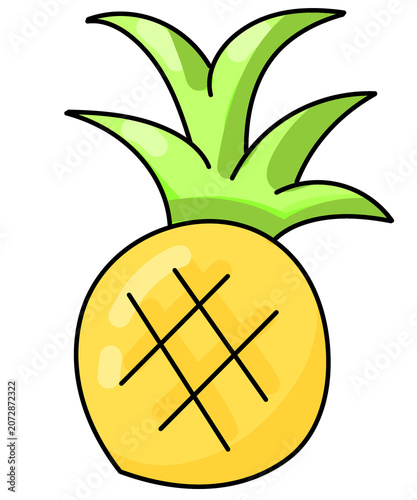 Sweet yellow pineapple fruit illustration with background