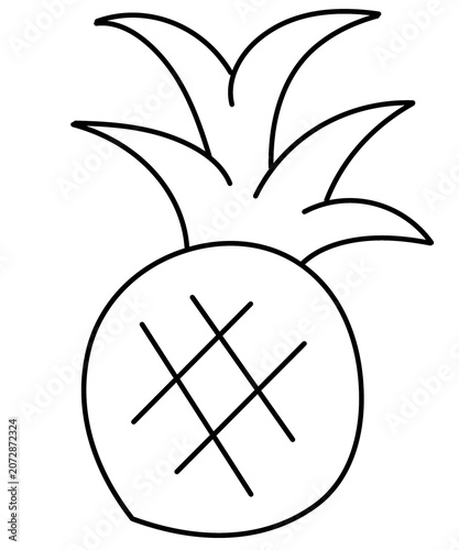 Simple pineapple fruit outline drawing for coloring