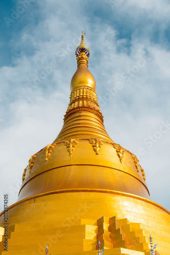 At Wat Phra That Pha Sorn Kaew, Khao Kho, Phetchabun, Thailand, the golden Shwedagon-style pagoda is located.