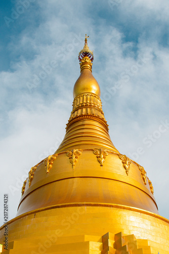 At Wat Phra That Pha Sorn Kaew, Khao Kho, Phetchabun, Thailand, the golden Shwedagon-style pagoda is located.