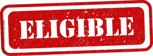 Bild auf Leinwand Eligible stamp graphic red ink texture on white background for qualification and
