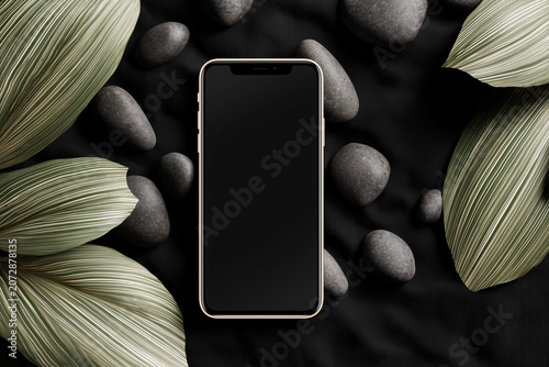 Minimalist Smartphone Mockup on Black Background Modern Mobile Device Display