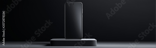 Minimalist Smartphone Mockup on Black Background Modern Mobile Device Display