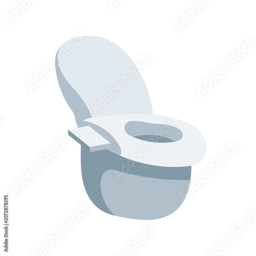 Isometric toilet bowl icon with open lid isolated on background. Modern bathroom fixture symbol for restroom sign, sanitation concept, plumbing service, hygiene design, household equipment.