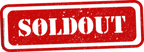 Fotografie Red rubber stamp illustration with 'sold out' text isolated on white background