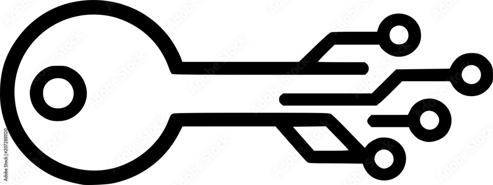 Fototapeta premium Digital Security Key Circuit Access Protection Line Symbol