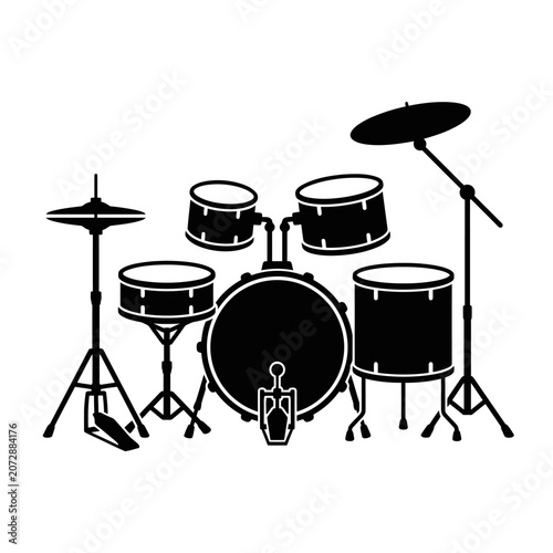 simple black and white musical drum instrument graphic design vector