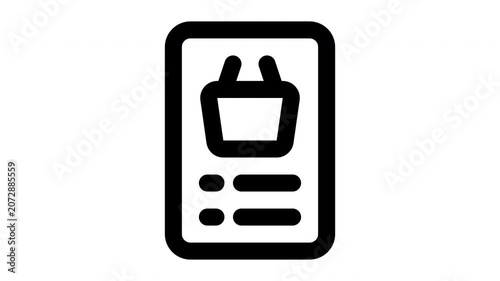 shopping list animated Line Icons Premium 4K, Modern Minimal Outline Motion Graphics Collection