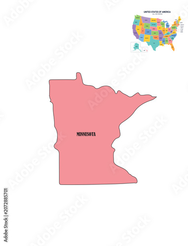 Minnesota State Map Vector Illustration