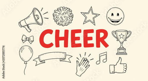 Fotografija Cheerleading Team Spirit Symbols Illustration.