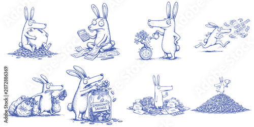 Funny Personal Finance Animal Collection with Budgeting Saving Investing Spending and Wealth Building