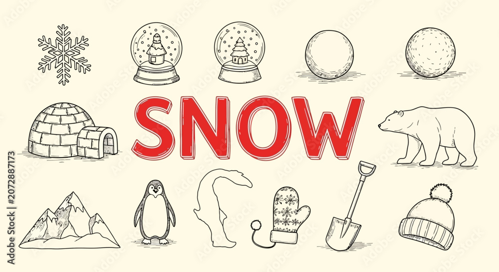 Fototapeta premium Winter Snow Concept Illustration Elements.
