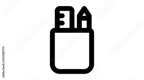 stationery animated Line Icons Premium 4K, Modern Minimal Outline Motion Graphics Collection