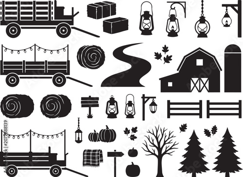 Premium Halloween Hayride Collection Featuring Rustic Wagons Farm Trails Lanterns And Seasonal Countryside Elements
