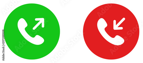 Tableau sur toile Phone call button icon set for answer, accept, decline, telephone, incoming and outgoing calls