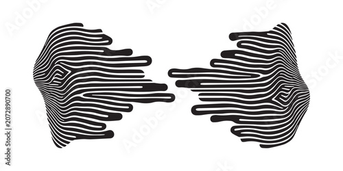 Tableau sur toile Abstract black and white wavy line pattern with a central gap.