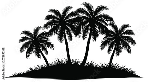 Palm vector silhouette design tropical tree island art element