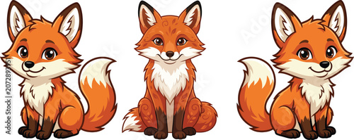 Silhouette Cute Cartoon Fox Illustrations for Kids Projects