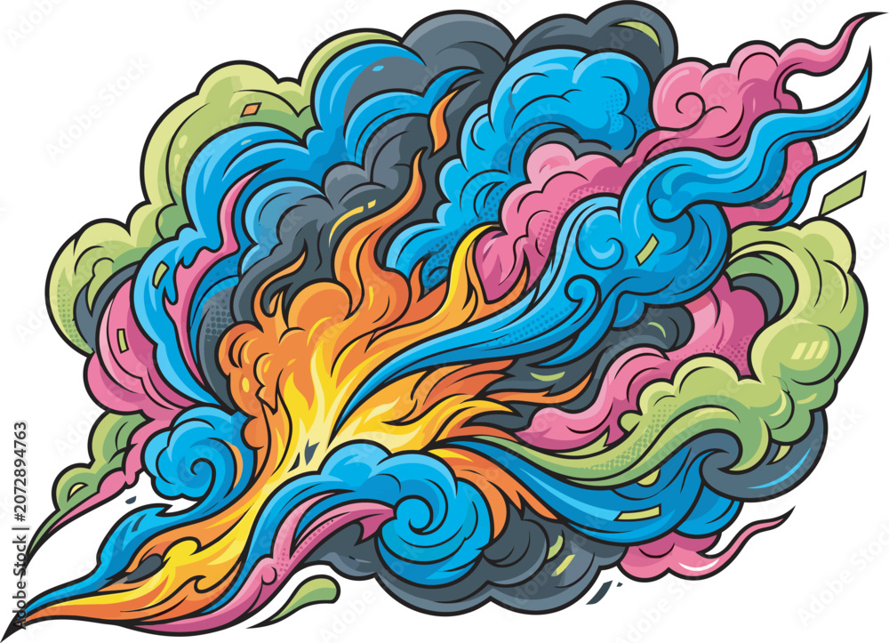 Fototapeta premium Abstract Smoke Explosion Pop Art Vector Illustration
