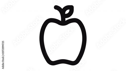 apple animated Line Icons Premium 4K, Modern Minimal Outline Motion Graphics Collection