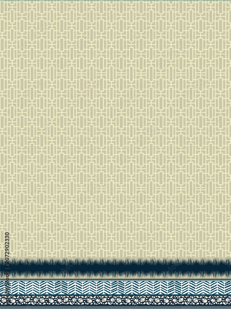 Fototapeta premium Seamless geometric textile pattern with traditional border design