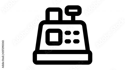 cashier machine animated Line Icons Premium 4K, Modern Minimal Outline Motion Graphics Collection