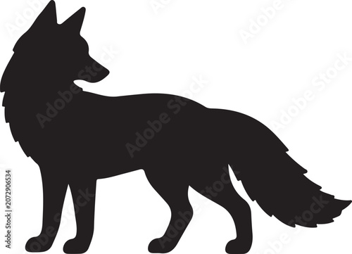 Tableau sur toile Fox Black Silhouette Wild Animal Vector Icon